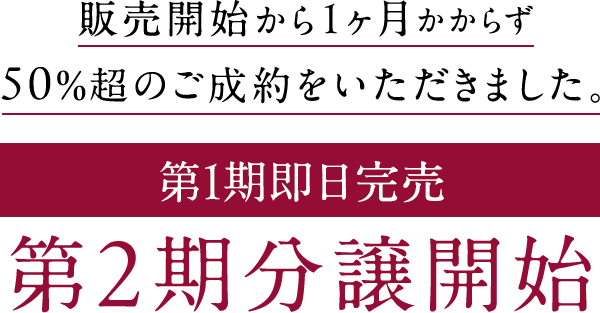 第1期即日完売 第2期分譲開始